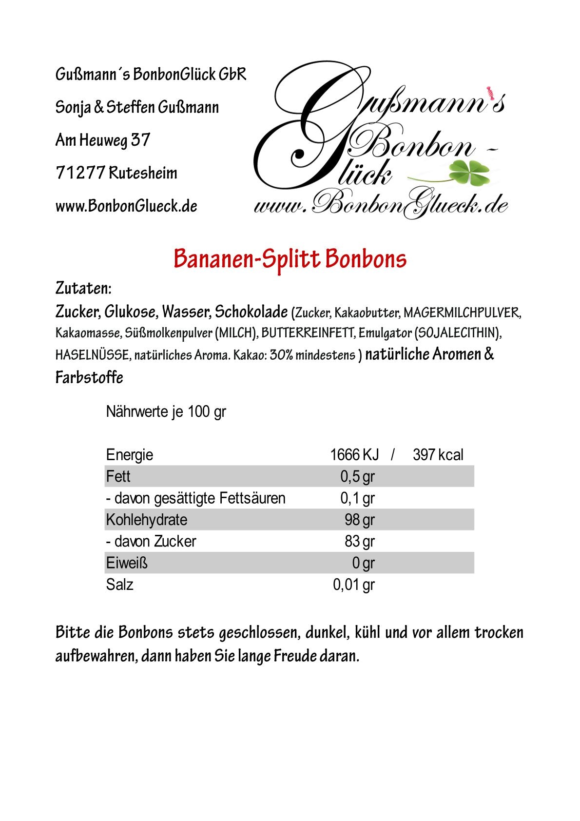 Bananensplitt-Bonbons