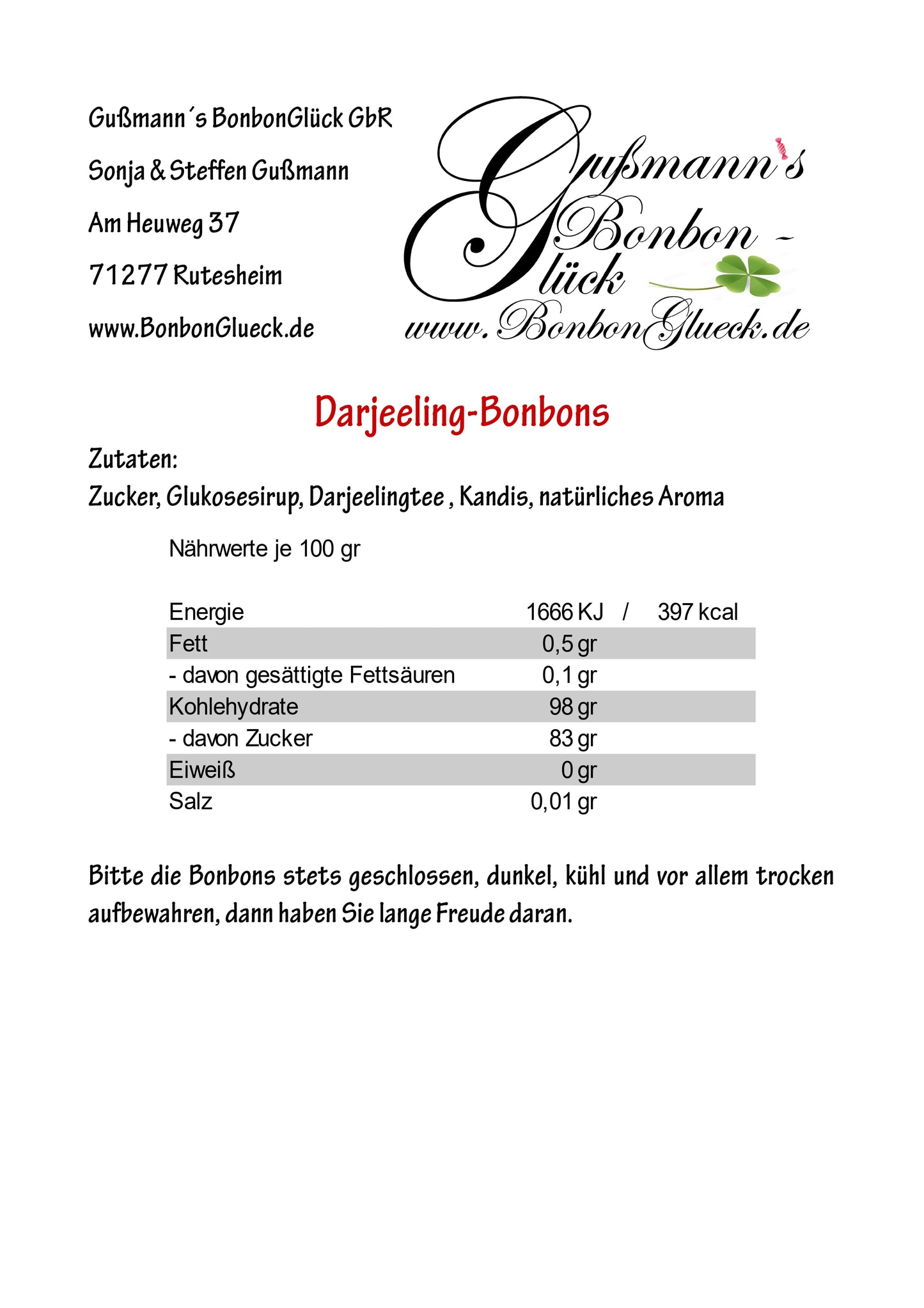 Darjeeling-Bonbons
