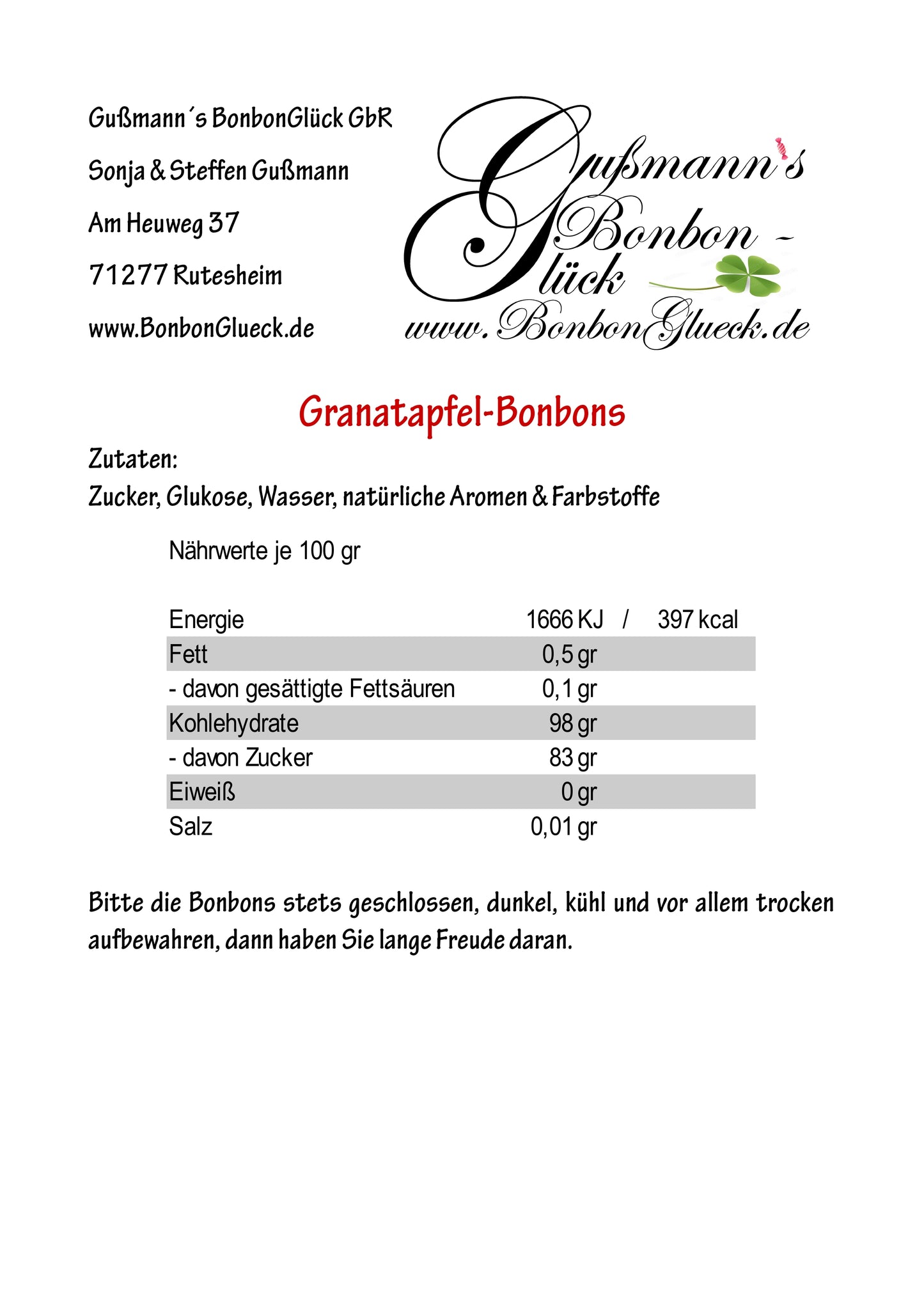 Granatapfel-Bonbons