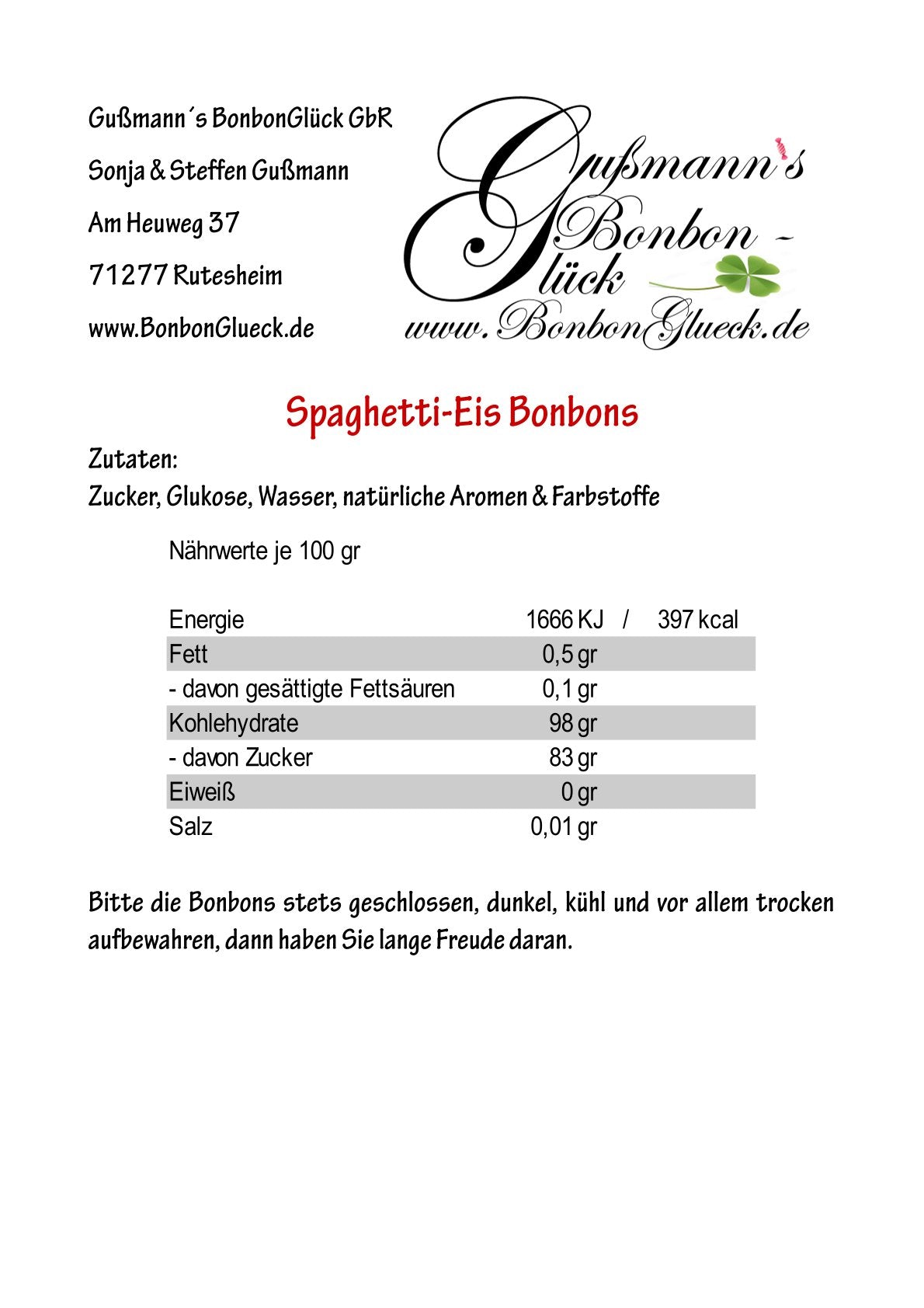 Spaghetti Eis-Bonbons