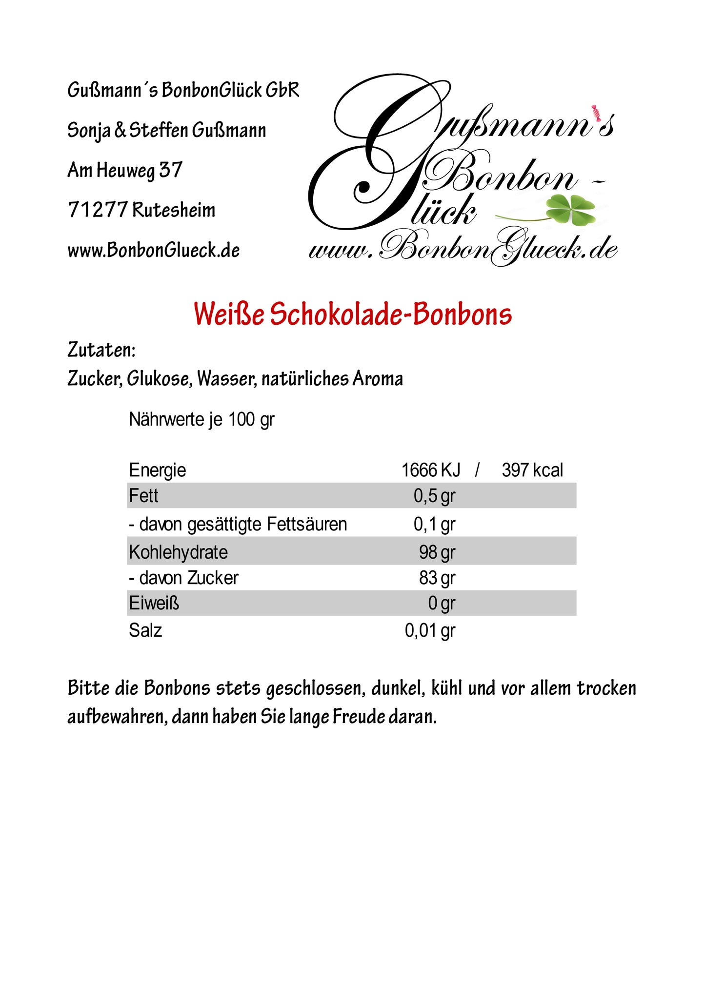 Weiße Schokolade-Bonbons