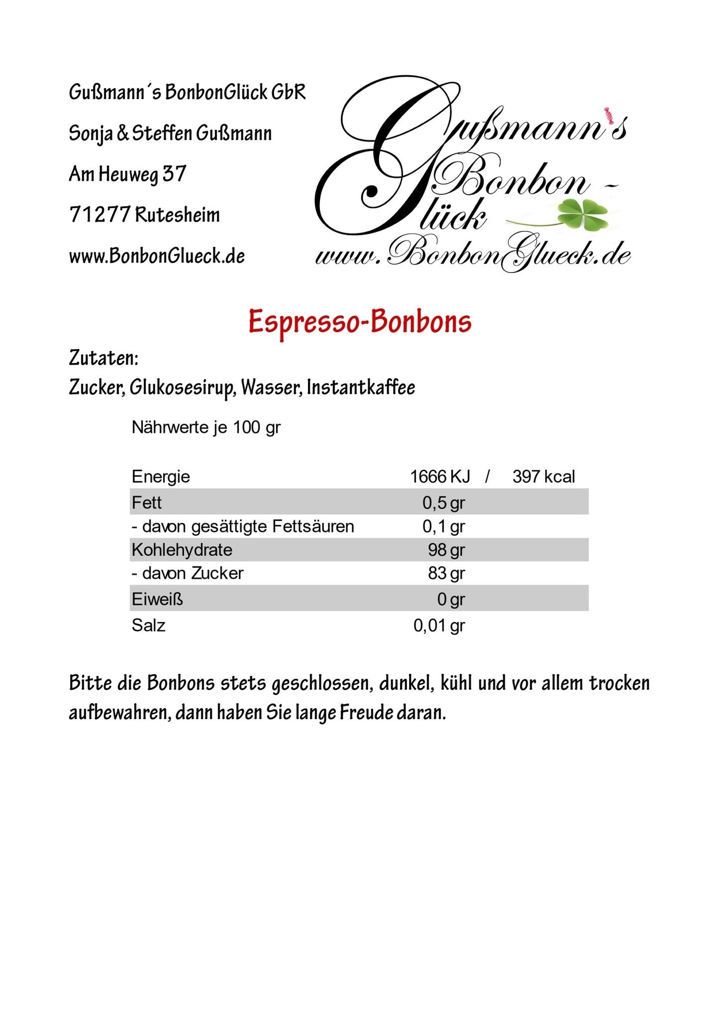 Espresso-Bonbons