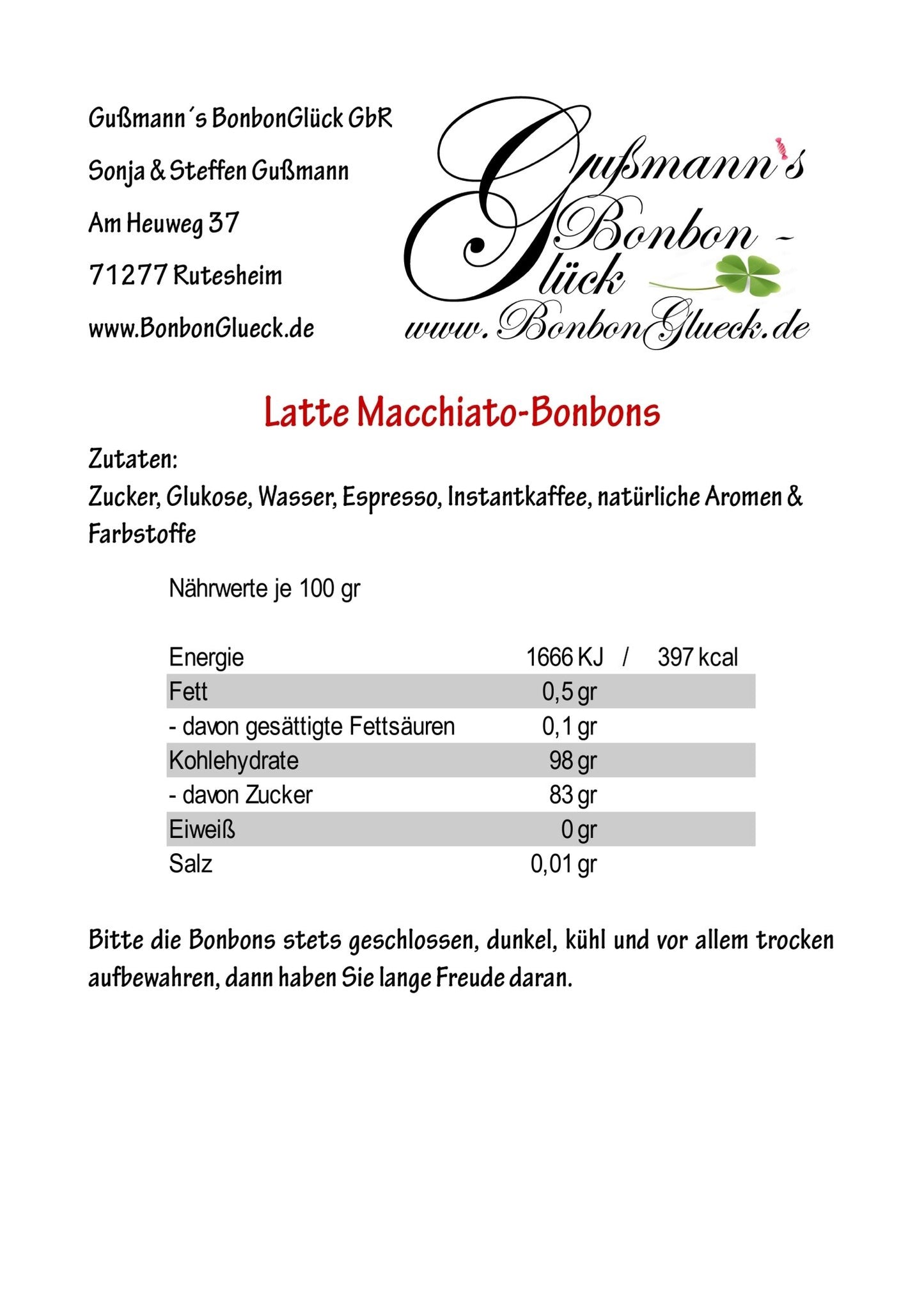 Latte Macchiato-Bonbons