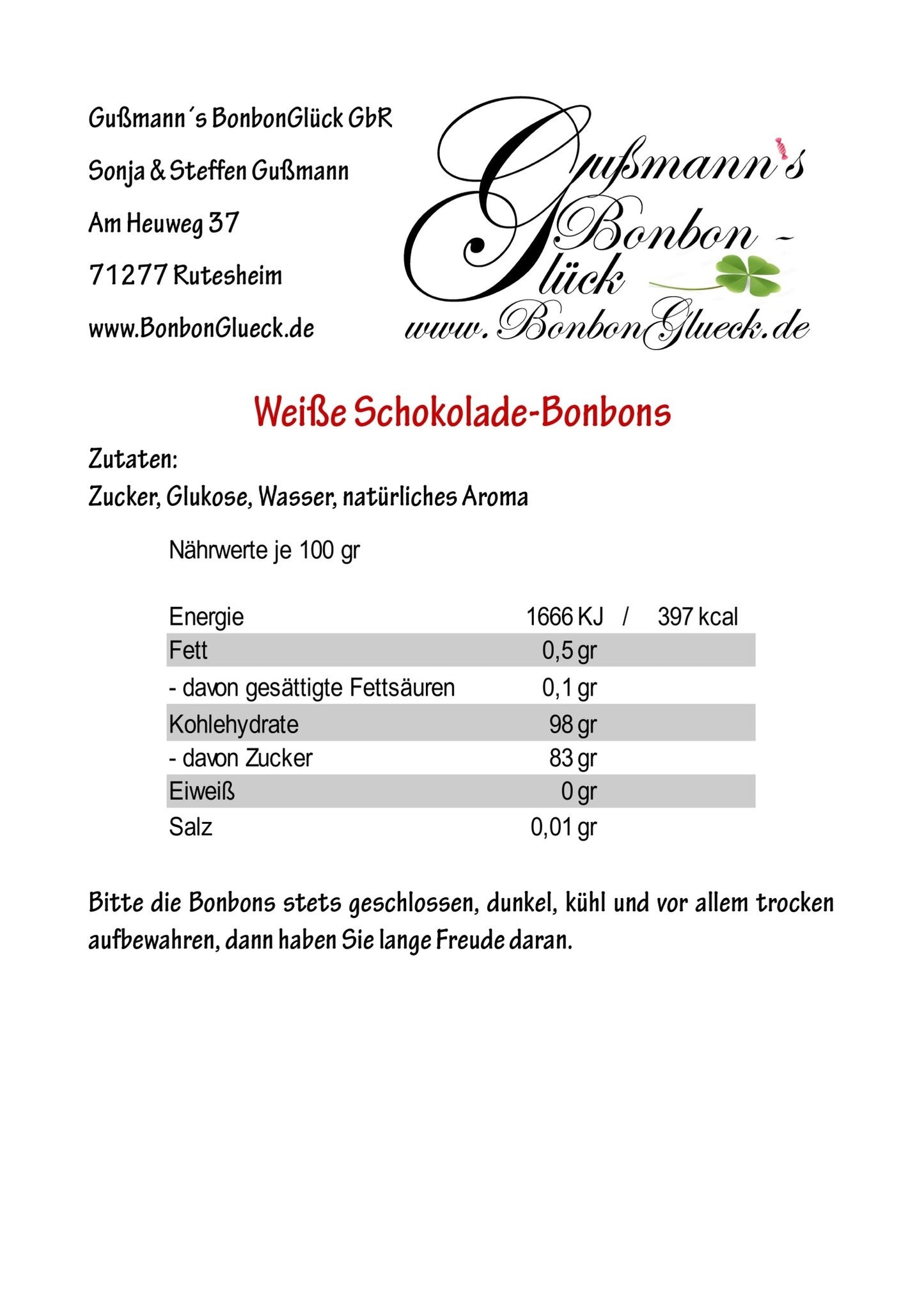 Weiße Schokolade-Bonbons